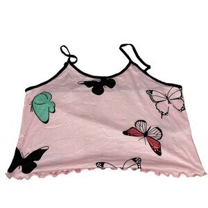 Women's Butterfly Print Pink Sleepwear Set Size Junior XXL